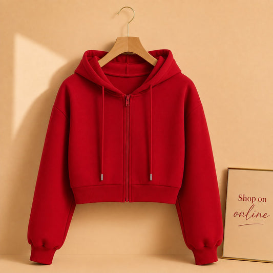 Basic Red Crop Zipper