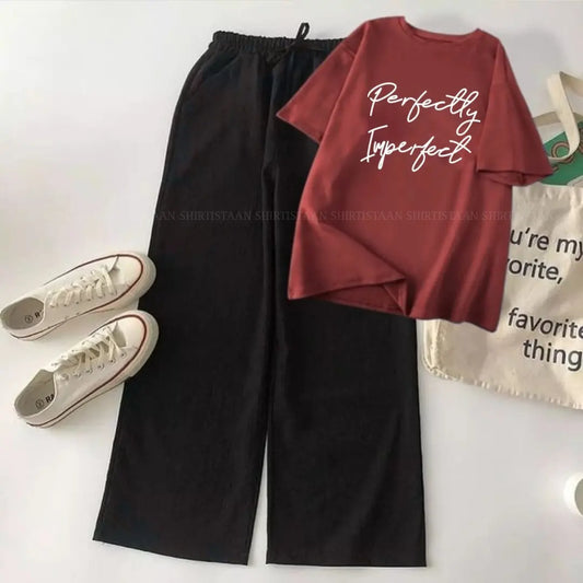 MAROON TEE PERFECTLY IMPERFECT WITH BLACK FLAPPER