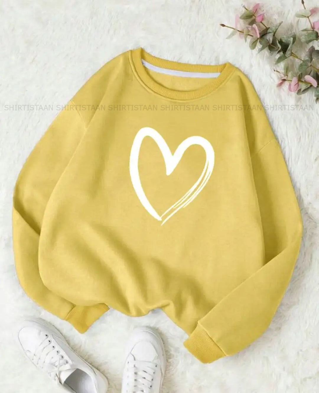 YELLOW SWEATSHIRT SHREDDED HEART