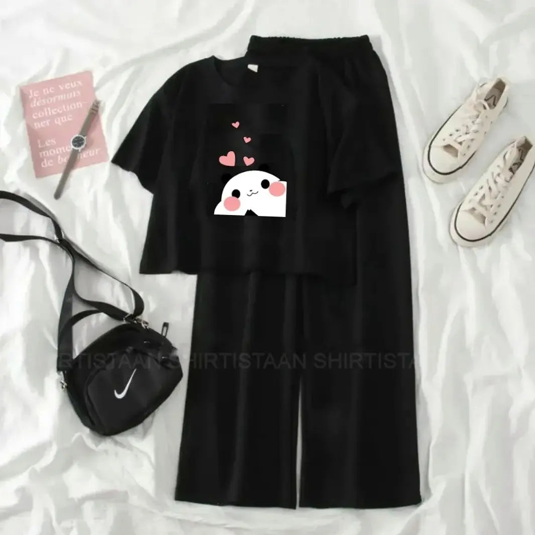 BLACK TEE MITHO PANDA WITH BLACK FLAPPER