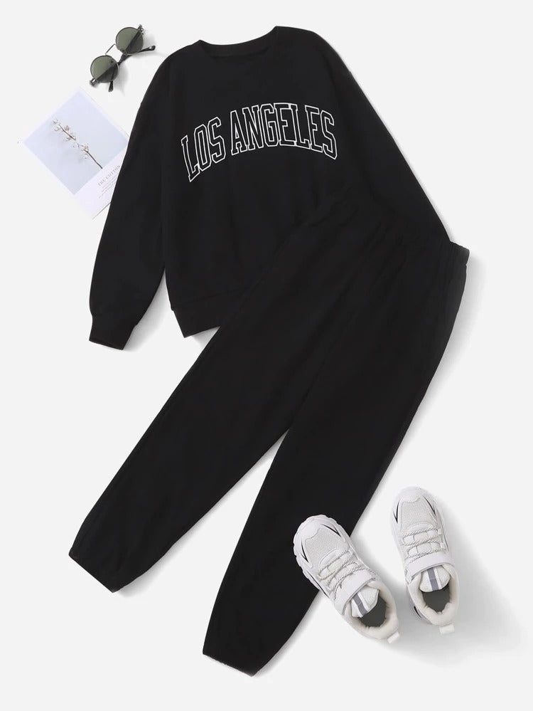 BLACK SWEATSHIRT LOS ANGELES WITH BLACK SWEATPANT