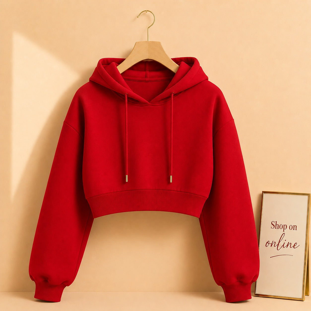 Basic Red Crop Hoodie