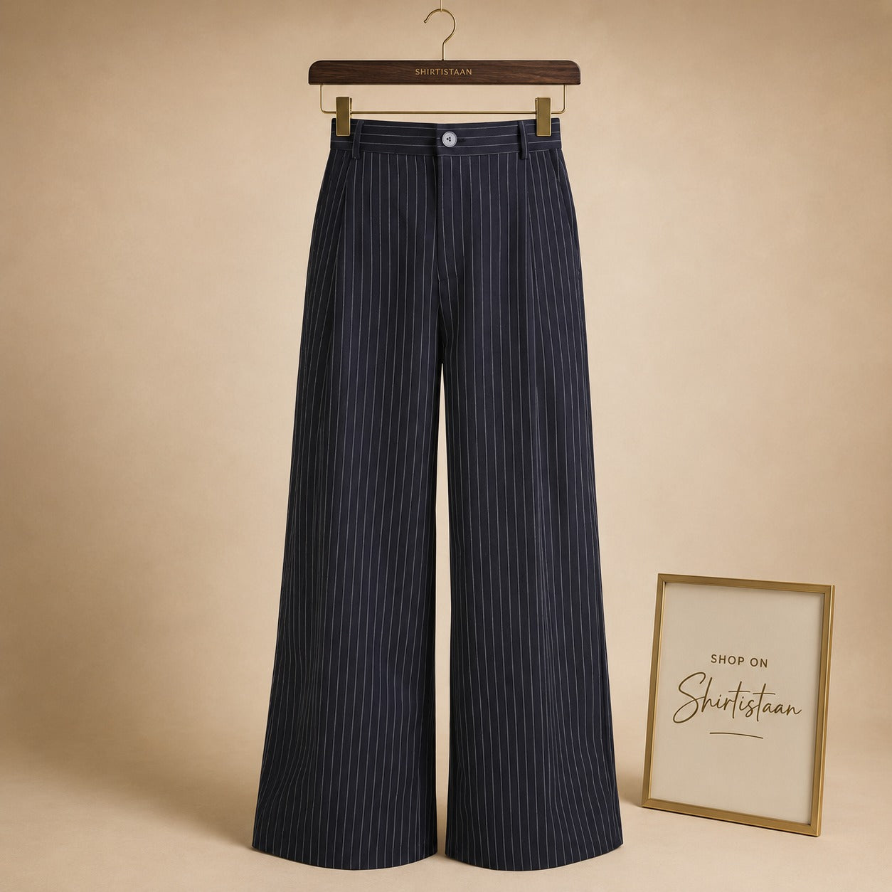 White Lining Black Formal Pant Wide Leg
