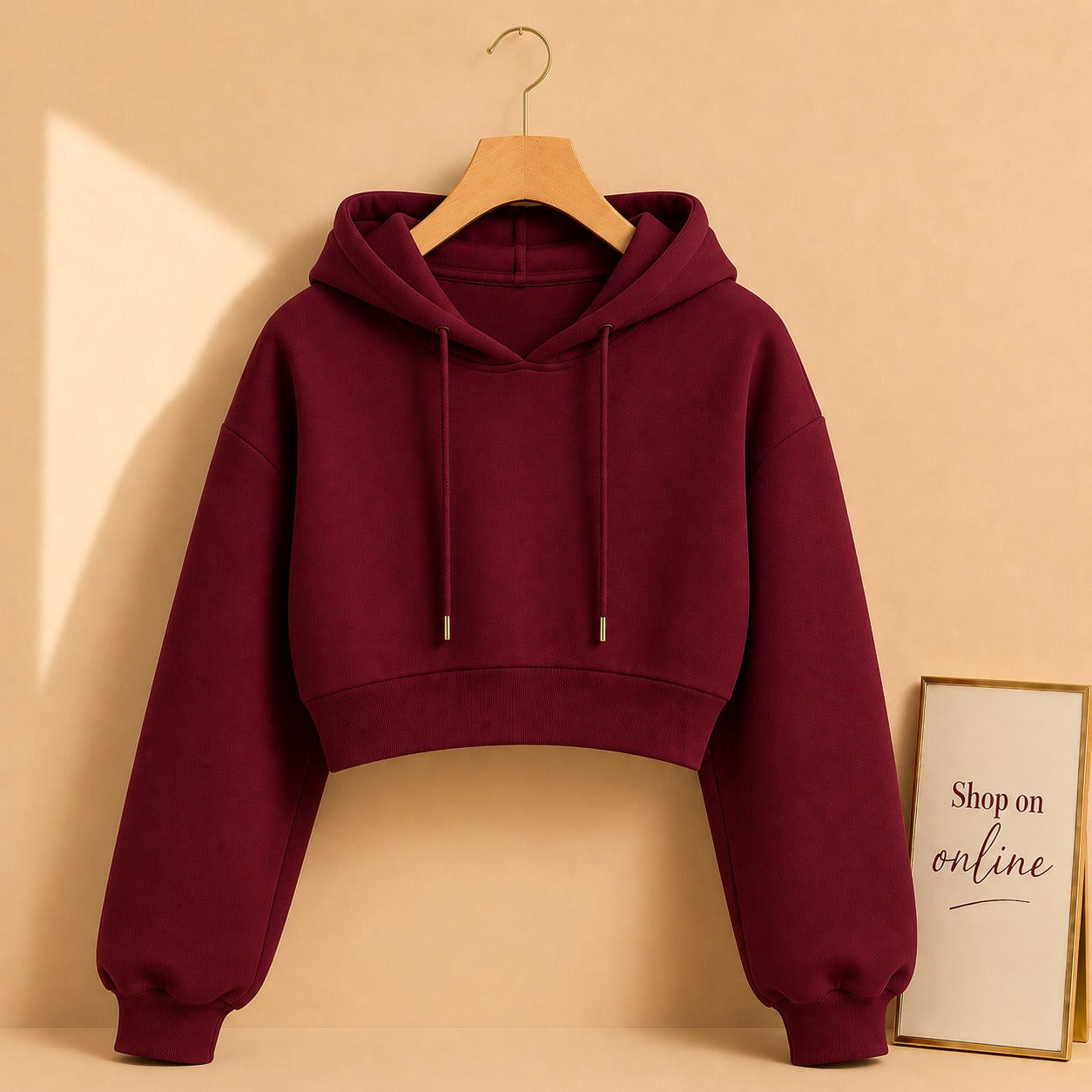 Basic Maroon Crop Hoodie