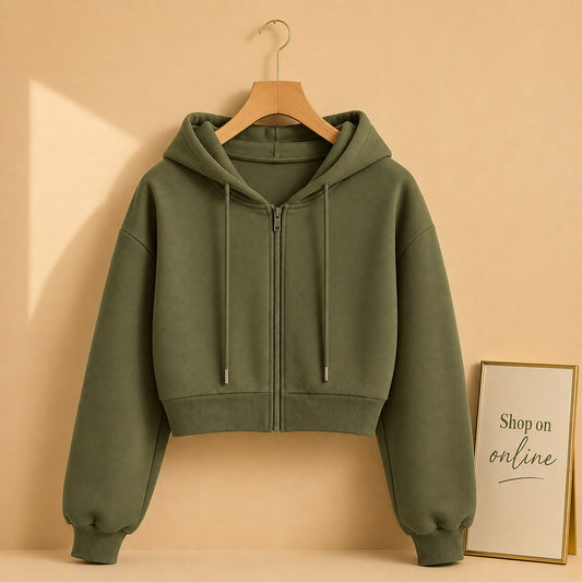 Basic Oliver Green Crop Zipper