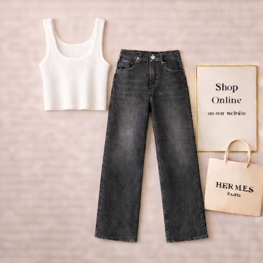 White Tanktop with Malaysia Black Jeans