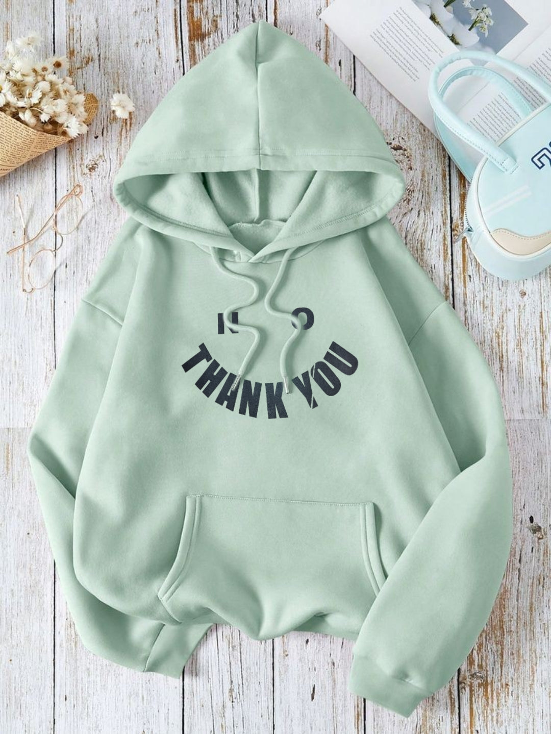 NO THANK YOU SEA GREEN HOOD