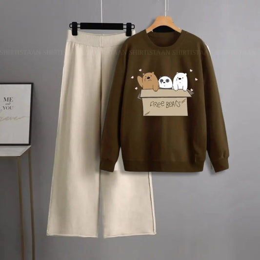 BROWN SWEATSHIRT FREE BEAR WITH BEIGE FLAPPER