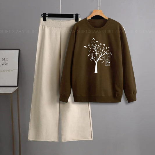 BROWN SWEATSHIRT NEW TREE WITH BEIGE FLAPPER