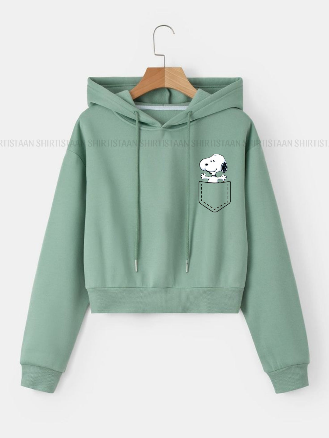 SEA GREEN CROP HOOD POCKET DOG