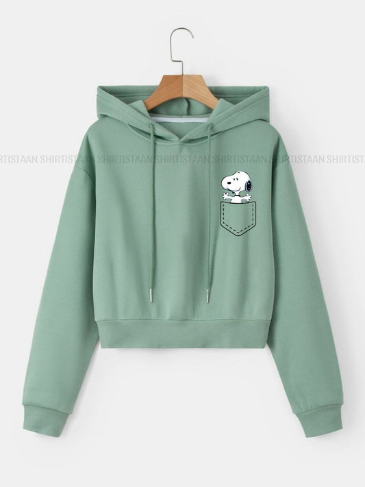 SEA GREEN CROP HOOD POCKET DOG