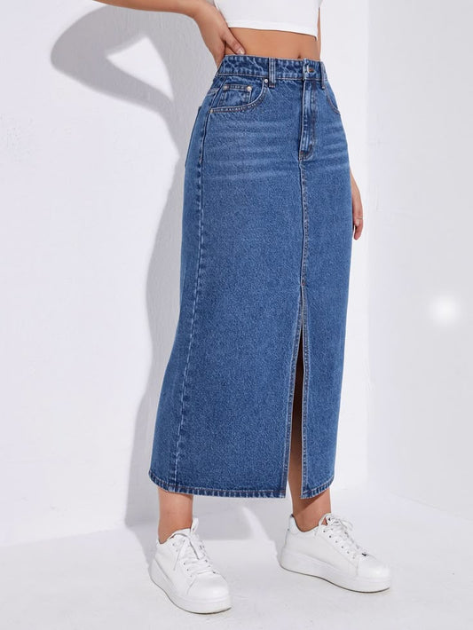 Mid Blue Denim Skirt