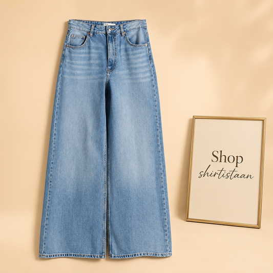 SKY BLUE WIDE LEG JEANS
