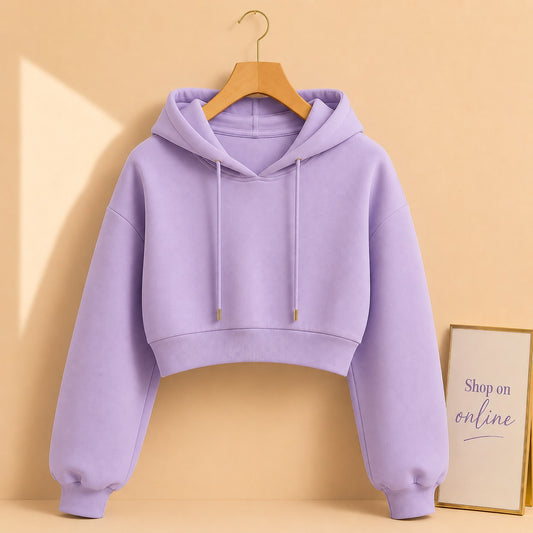 Basic Lilac Crop Hoodie