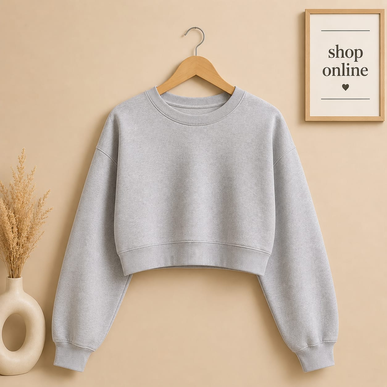 Basic Grey Crop Sweatshirt