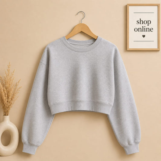 Basic Grey Crop Sweatshirt