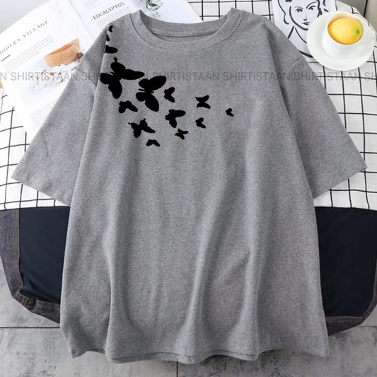 GREY TEE SHOULDER BUTTERFLY