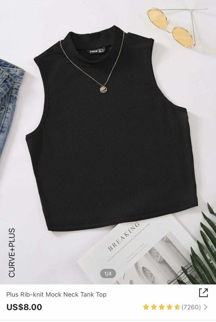 BLACK RIB KNIT TANK TOP